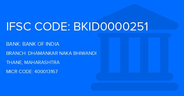Bank Of India (BOI) Dhamankar Naka Bhiwandi Branch IFSC Code