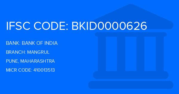 Bank Of India (BOI) Mangrul Branch IFSC Code