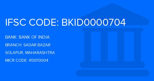 Bank Of India (BOI) Sadar Bazar Branch IFSC Code