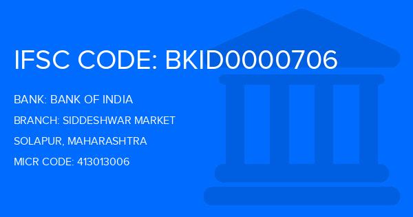 Bank Of India (BOI) Siddeshwar Market Branch IFSC Code