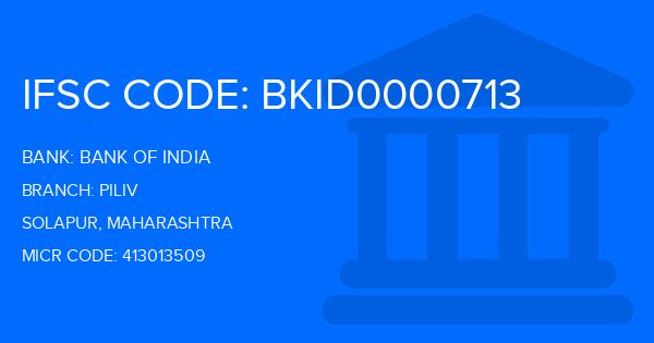 Bank Of India (BOI) Piliv Branch IFSC Code