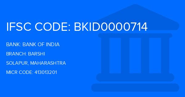 Bank Of India (BOI) Barshi Branch IFSC Code