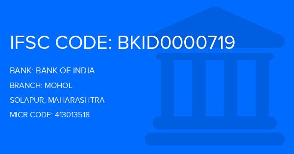 Bank Of India (BOI) Mohol Branch IFSC Code