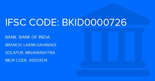 Bank Of India (BOI) Laxmi Dahiwadi Branch IFSC Code