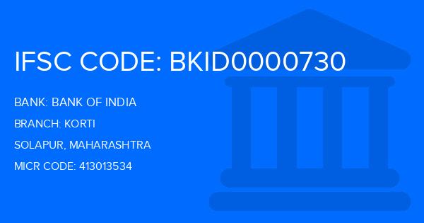 Bank Of India (BOI) Korti Branch IFSC Code