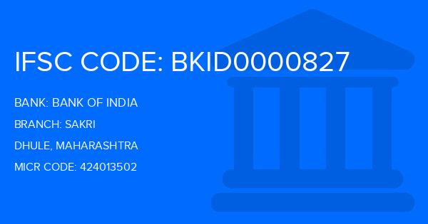 Bank Of India (BOI) Sakri Branch IFSC Code