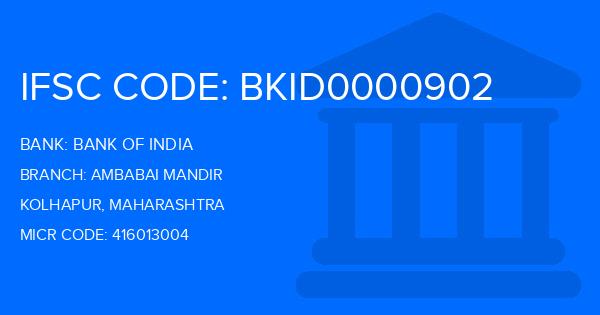 Bank Of India (BOI) Ambabai Mandir Branch IFSC Code