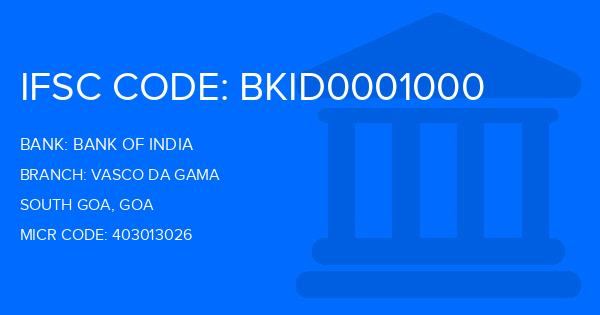 Bank Of India (BOI) Vasco Da Gama Branch IFSC Code