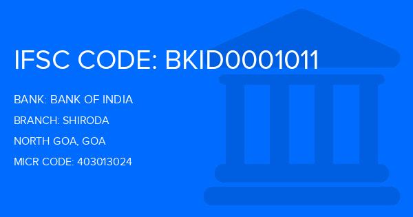 Bank Of India (BOI) Shiroda Branch IFSC Code