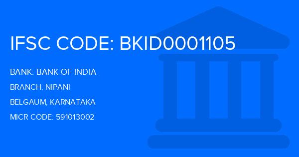 Bank Of India (BOI) Nipani Branch IFSC Code
