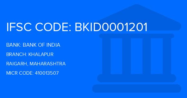 Bank Of India (BOI) Khalapur Branch IFSC Code