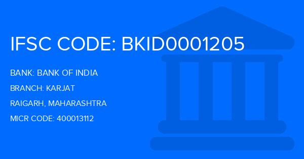 Bank Of India (BOI) Karjat Branch IFSC Code