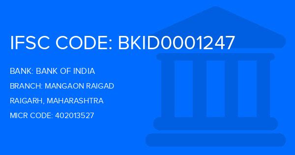 Bank Of India (BOI) Mangaon Raigad Branch IFSC Code