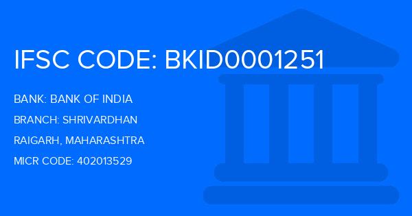Bank Of India (BOI) Shrivardhan Branch IFSC Code