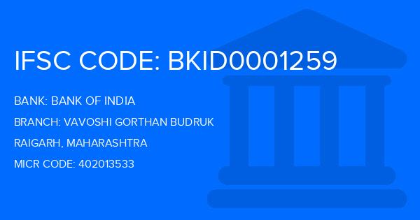 Bank Of India (BOI) Vavoshi Gorthan Budruk Branch IFSC Code