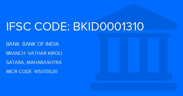 Bank Of India (BOI) Vathar Kiroli Branch IFSC Code