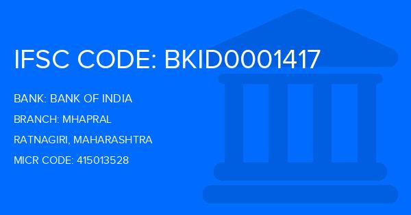 Bank Of India (BOI) Mhapral Branch IFSC Code
