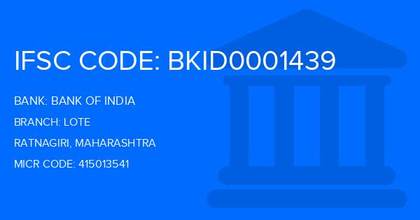 Bank Of India (BOI) Lote Branch IFSC Code