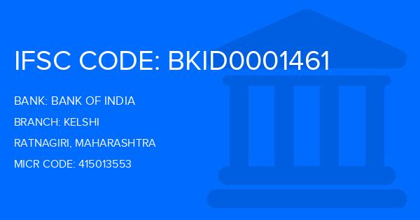 Bank Of India (BOI) Kelshi Branch IFSC Code