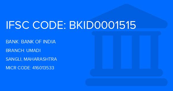 Bank Of India (BOI) Umadi Branch IFSC Code