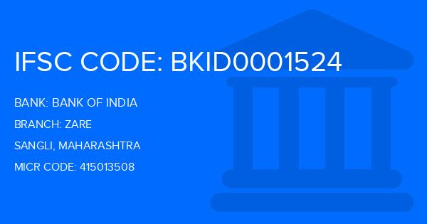 Bank Of India (BOI) Zare Branch IFSC Code