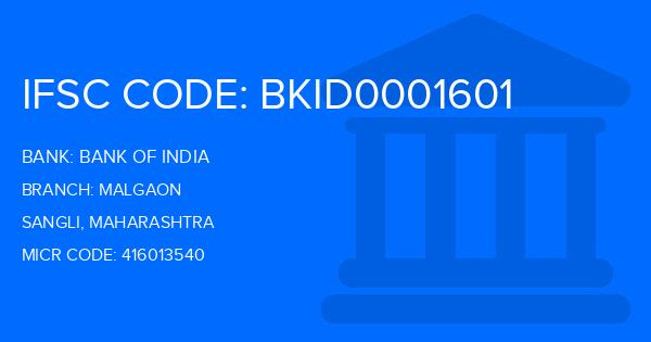 Bank Of India (BOI) Malgaon Branch IFSC Code