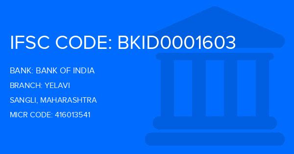 Bank Of India (BOI) Yelavi Branch IFSC Code