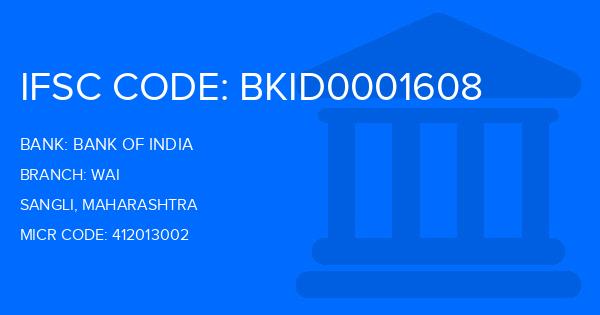 Bank Of India (BOI) Wai Branch IFSC Code