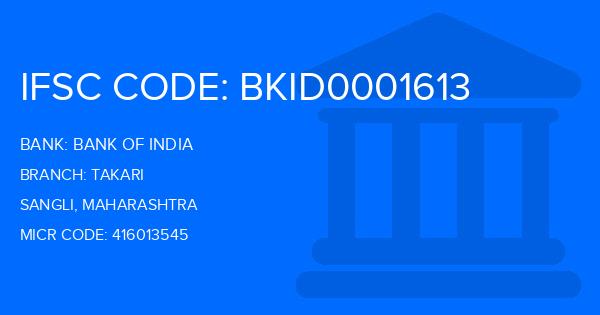 Bank Of India (BOI) Takari Branch IFSC Code