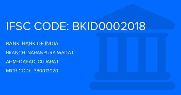 Bank Of India (BOI) Naranpura Wadaj Branch IFSC Code