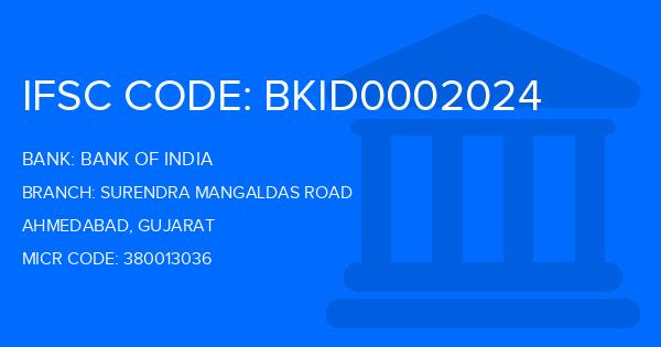 Bank Of India (BOI) Surendra Mangaldas Road Branch IFSC Code