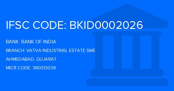 Bank Of India (BOI) Vatva Industrial Estate Sme Branch IFSC Code