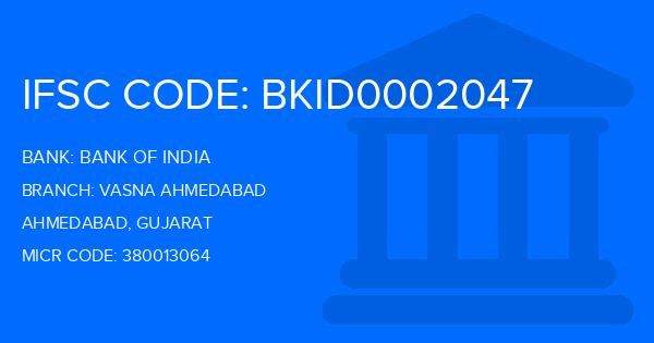 Bank Of India (BOI) Vasna Ahmedabad Branch IFSC Code