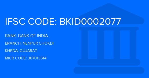 Bank Of India (BOI) Nenpur Chokdi Branch IFSC Code