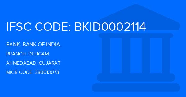 Bank Of India (BOI) Dehgam Branch IFSC Code