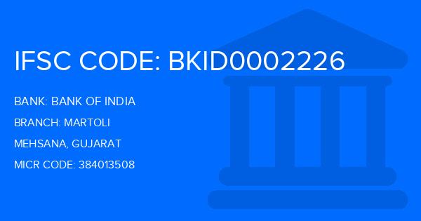 Bank Of India (BOI) Martoli Branch IFSC Code