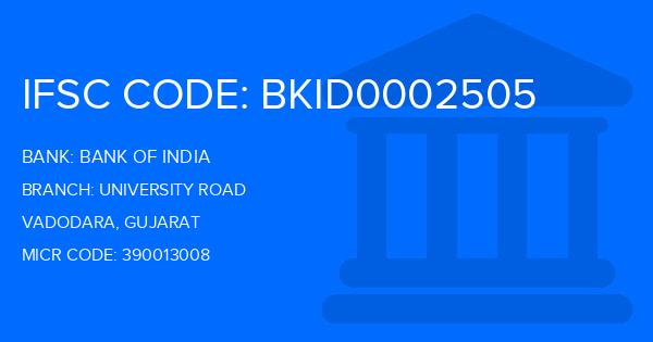 Bank Of India (BOI) University Road Branch IFSC Code