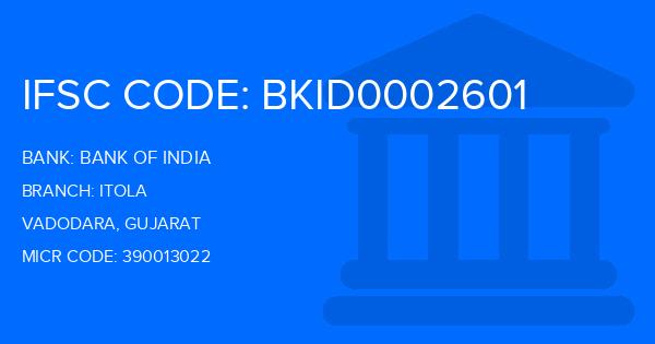 Bank Of India (BOI) Itola Branch IFSC Code