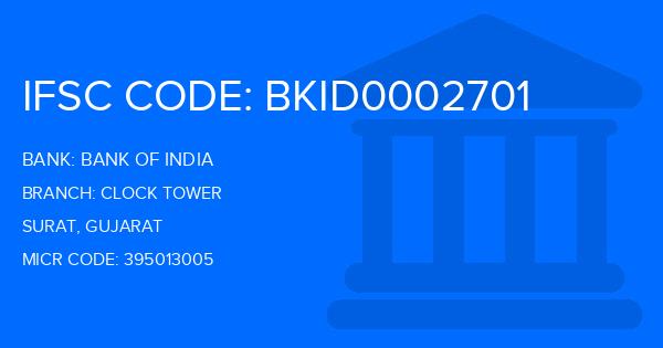 Bank Of India (BOI) Clock Tower Branch IFSC Code