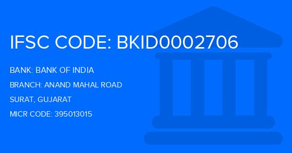 Bank Of India (BOI) Anand Mahal Road Branch IFSC Code