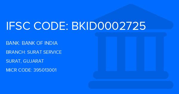 Bank Of India (BOI) Surat Service Branch IFSC Code