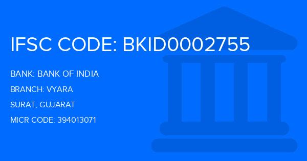 Bank Of India (BOI) Vyara Branch IFSC Code