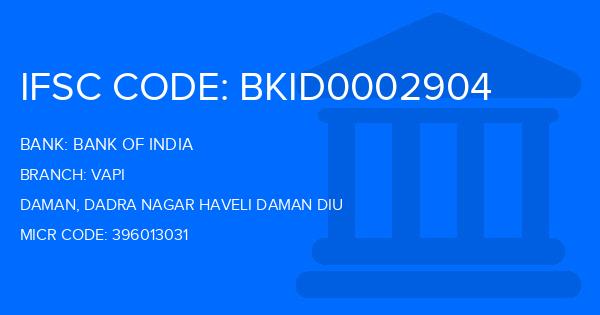 Bank Of India (BOI) Vapi Branch IFSC Code