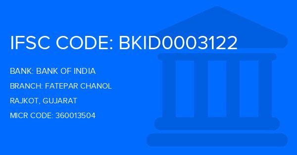 Bank Of India (BOI) Fatepar Chanol Branch IFSC Code
