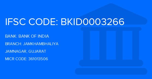 Bank Of India (BOI) Jamkhambhaliya Branch IFSC Code