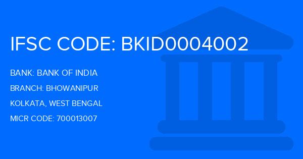 Bank Of India (BOI) Bhowanipur Branch IFSC Code