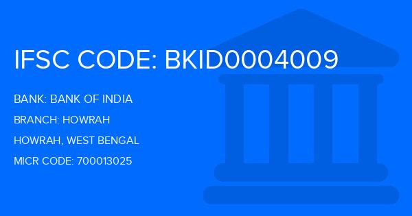 Bank Of India (BOI) Howrah Branch IFSC Code