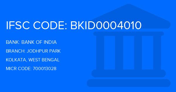 Bank Of India (BOI) Jodhpur Park Branch IFSC Code