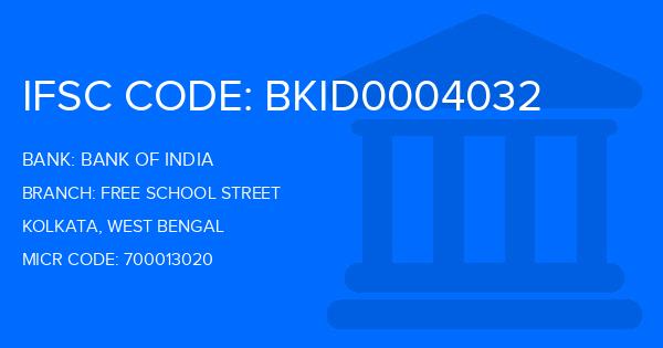 Bank Of India (BOI) Free School Street Branch IFSC Code