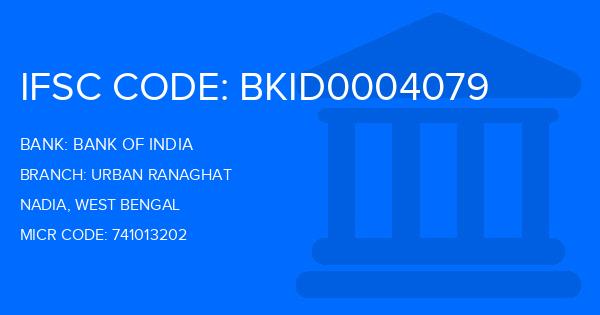 Bank Of India (BOI) Urban Ranaghat Branch IFSC Code